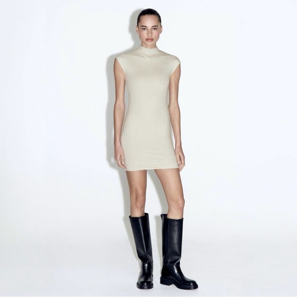 Zara Cream Sleeveless Mini Dress